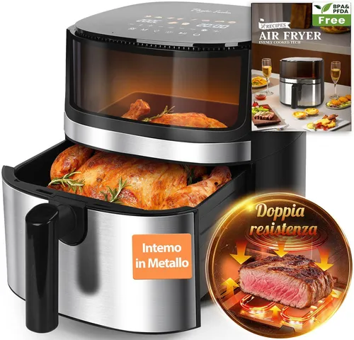 Aigostar Heißluftfritteuse Dual BlazeTM XXL 8L, 2000W mit Sichtfenster
