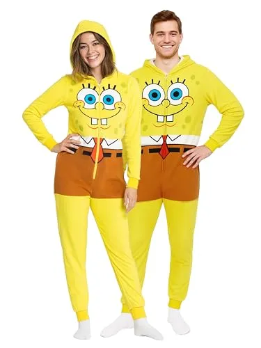 United Labels SpongeBob Schwammkopf Kostüm für Erwachsene, XXL, Gelb, Jumpsuit Unisex - Kostüm-Outfits für Erwachsene: Lustiger SpongeBob Jumpsuit mit originalgetreuem Design, ideal für Mottopartys oder entspannte Tage zu Hause – ein Muss für echte Fans!