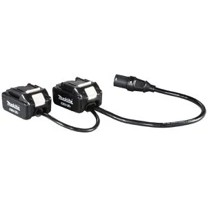Makita Akku-Adapter 2x18V, 191J51-5 - Bohrmaschinen Zubehör, verbindet Akku-Bank PDC01 oder PDC1200 mit 2x 18V LXT-Maschinen und bietet praktische Gürteltasche für einfachen Transport.