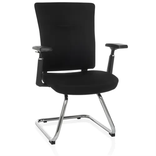 hjh OFFICE CAPTIVO PRO Freischwinger Stuhl mit Armlehnen - Bürostuhl mit verstellbaren 3D Armlehnen und ergonomischer Rückenlehne für hohen Sitzkomfort. Ideal für Konferenzräume und Wartezimmer.