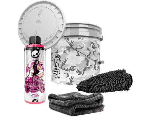 detailmate Reinigungs-Set Auto Wascheimer Set Magic Bucket diverse Farben + Zubehör, Wascheimer mit Deckel - Mikrofasertuch - Autoshampoo - Waschhandschuh