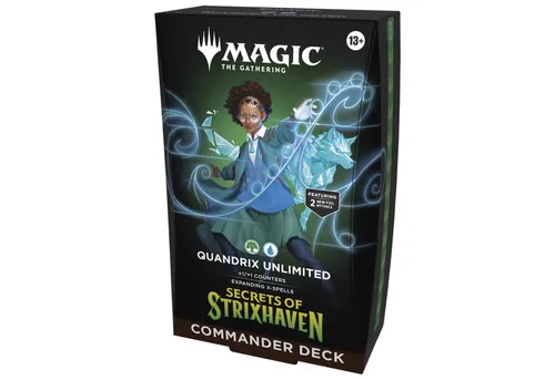 Magic the Gathering Commander Deck: Secrets of Strixhaven Quandrix Unlimited EN - Strategisches Kartenspiel für Commander-Fans! Das Secrets of Strixhaven Quandrix Unlimited Deck bietet skalierbare Effekte und legendäre Kommandanten für spannende Multiplayer-Partien.