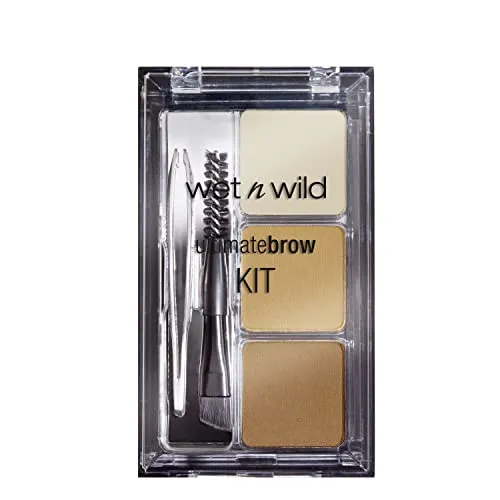 Wet n Wild, Ultimate Brow Kit, Augenbrauen-Set für Form, Definition und Fülle der Augenbrauen, Kit mit 1 Augenbrauen-Wachs, 2 Fixier-Pudern, 1 Pinsel und 1 Pinzette, Veganes Produkt, Soft Braun