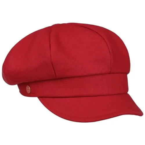 Mayser Antje Light Leinen Ballonmütze Newsboy Cap Leinencap Damencap Sommercap Damen - Made in The EU mit Schirm, Futter Frühling-Sommer Sommer - One Size rot