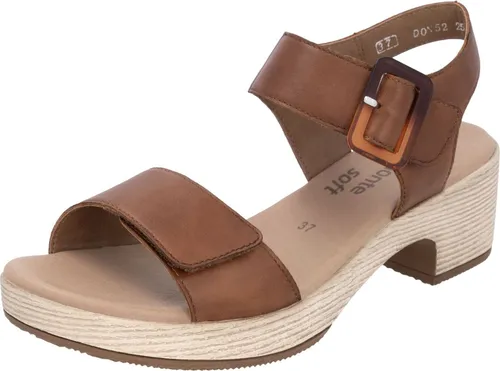 Remonte Sandalen Leder Riemchensandalette braun 41 EU - Wanderschuhe mit 6 cm Blockabsatz, aus hochwertigem Leder, ideal für entspannte Wanderungen und Freizeitaktivitäten.