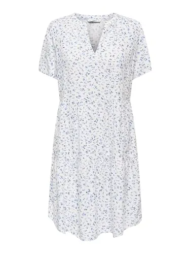 ONLY Sommerkleid ONLZALLY S/S THEA DRESS NOOS WVN - Stylisches Sommerkleid mit V-Ausschnitt und kurzen Ärmeln, ideal für warme Tage oder als schicke Kombination mit Hosen. Das weiche Viskosematerial sorgt für hohen Tragekomfort und eine elegante Optik.
