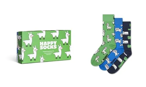 Happy Socks 3er Pack Unisex Socken - Geschenkbox mit bunten Tiermotiven - Herrensocken im 3er Pack, ideal als Geschenk. Bunte Motive und hoher Tragekomfort aus gekämmter Baumwolle, perfekt für jeden Anlass.