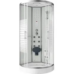 HOME DELUXE Komplettdusche WHITE PEARL 90x90 cm - Duschkabine mit Regendusche, integriertem Radio und entspannender Fußmassage. Pflegeleichte Oberfläche und einfache Montage machen sie ideal für jedes Bad.