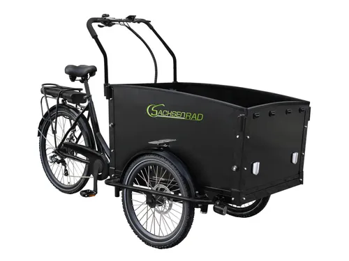 SachsenRad E-Lastenrad T1 Grand Trunk - E-Bike Lastenrad für Unisex, ausgestattet mit 7-Gang Shimano Schaltung und 468 Wh Akku für 30-60 km Reichweite. Ideal für Familien und Transporte!