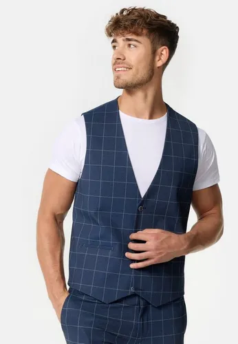 Jeff Anzugweste Herren JFTate Karoweste - Elegante Herrenweste in Dunkelblau mit Fensterkaro – Ideal für besondere Anlässe. Hochwertiges Material sorgt für Komfort und perfekte Passform. Ein stilvolles Innenfutter und edle Knöpfe runden den Look ab.