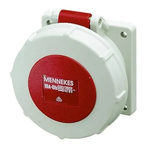 Mennekes CEE-ANBAUSTECKDOSE 400V-5X16A - Starkstrom Steckvorrichtungen mit IP67 Schutz, ideal für den Außenbereich, ausgestattet mit Federklemmen für einfache und sichere Installation.