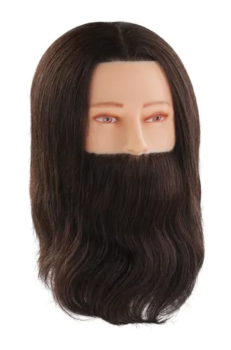 Übungskopf Friseur PAUL mit Bart - Echthaar Trainingskopf 35cm - Haarschneider - Ideal für Friseure zum Üben von Frisuren mit echtem Haar und Bart, perfekt für professionelle Anwendungen.