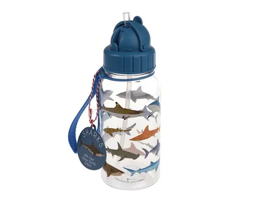 Rex London Trinkflasche Kinder Trinkflasche 500 ml mit Trinkhalm H 19 cm Ø 7 cm