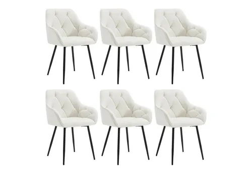 Woltu 4-Fußstuhl Set (6 St) aus Samt, Creme - 4-Fuß-Stühle Set für Esszimmer, ergonomisches Design mit gepolstertem Samtbezug für maximalen Komfort und stilvolle Akzente in jedem Raum.