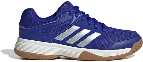 adidas Speedcourt Indoor Shoes Kids - Lucid Blue/Silver Metallic/Gum, 22 EU - Fußballschuhe für Kinder mit normaler Passform und schnürbarem Verschluss, ideal für Hallenspiele und optimale Bodenhaftung durch Gummi-Außensohle.