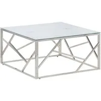 vidaXL Couchtisch Silbern Edelstahl und Hartglas - Eleganter Couchtisch aus Edelstahl und Hartglas in Marmor-Optik, pflegeleicht und stabil – ideal für jedes Wohnzimmer.