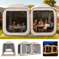 VEVOR Campingzelt, 365,76x182,88 cm, 2-in-1-Pop-up-Zelt, tragbares Partyzelt mit Tragetasche, Netz-Seitenwänden und Erdspießen, für Garten, Terrasse und Outdoor-Aktivitäten, Beige