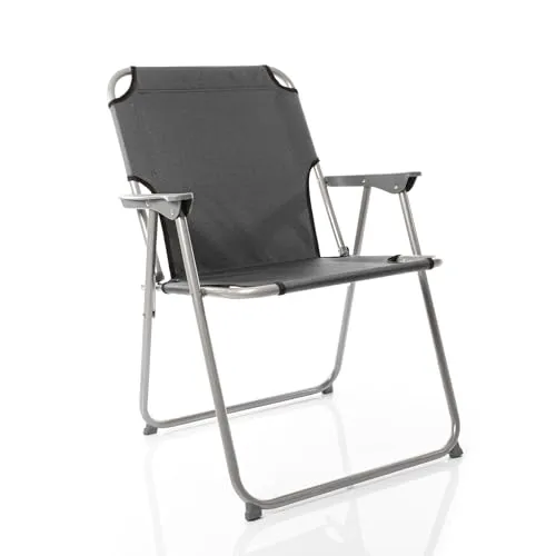 BigDean Klappstuhl Faltstuhl Angelstuhl – Anthrazit/Grau, robust und bis 120kg belastbar