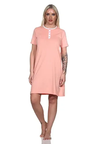 Produktbild Normann Damen Kurzarm Nachthemd mit Flamingo Motiv, apricot, Größe 44-46