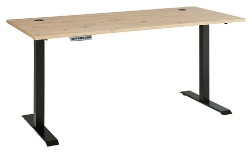 Stella Trading Memphis Schreibtisch höhenverstellbar elektrisch - Kinderschreibtisch mit modernem Design in Artisan Eiche Optik, höhenverstellbar von 72-120 cm für ergonomisches Arbeiten und praktische Memory-Funktion für individuelle Höheneinstellungen.