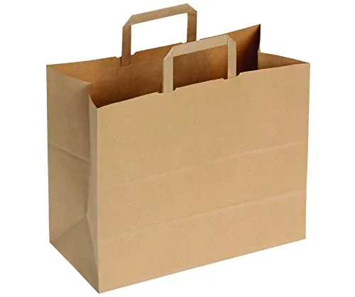 DeinPack 25 Papiertüten 32 x 18 x 26 cm I Umweltschonende Papier Tragetaschen groß Papiertüten Papiertragetaschen biologisch abbaubar, kompostierbar I braune Papier Tüten
