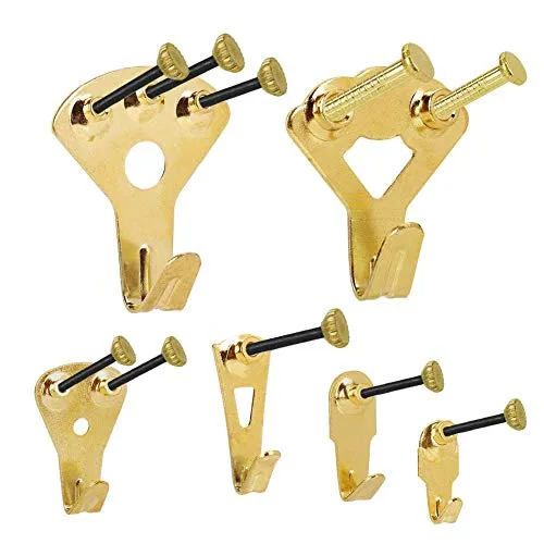 Stück Bilderhaken Bilder Bildaufhänger, Schwerlast Vielseitiges Bild Kleiderbügel, Professionelle Bild hängende Haken Kit mit Nägeln für Wand und Holz Unterstützung 10-100 lbs, Golden 130