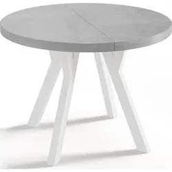 WFL Group Rund Esstisch, Hellgrau, 90-170 cm, Klappbar in silber von WFL GROUP