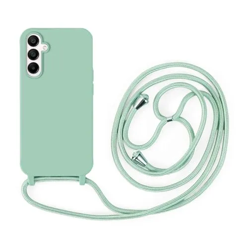 Handykette Kompatibel mit Samsung Galaxy A15 | Necklace Hülle mit Band, Handyhülle zum Umhängen | Case mit Handykordel, Stoßfeste Schutzhülle zum Umhängen Kordel | Mintgrün