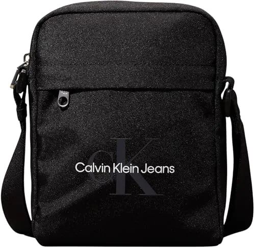 Calvin Klein Umhängetasche Schwarz - Herren Umhängetasche aus strapazierfähigem Polyester, ideal für Freizeitaktivitäten, mit praktischem Reißverschluss und kompakten Maßen (18x25x5 cm).