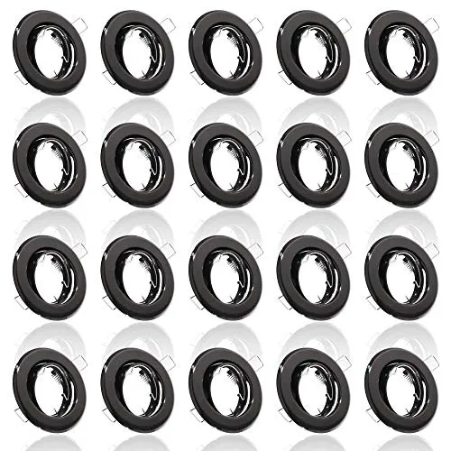 MAXKOMFORT Einbaustrahler IP20 GU10 RUND schwenkbar schwarz – 20er Set - 20 hochwertige Einbaustrahler in elegantem Schwarz, schwenkbar für gezielte Lichtakzente. Inklusive GU10-Fassung, einfaches Wechseln des Leuchtmittels, ideal für jeden Raum.