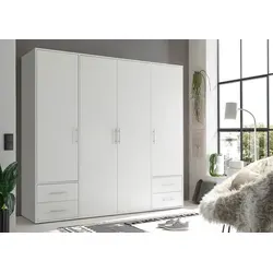 Schlafkontor Valencia Kleiderschrank 4 Türen - Kleiderschrank mit 4 Türen, 206x195x60 cm, bietet maximalen Stauraum durch raffinierte Unterteilung und modernes Design, ideal für jede Einrichtung.