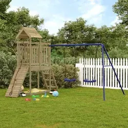 vidaXL Spielturm aus imprägniertem Kiefernholz - Schaffe einen Spielplatz im eigenen Garten! Der langlebige Spielturm mit Rutsche und Kletterwand bietet unendlichen Spaß und Abenteuer für Kinder von 3-8 Jahren.