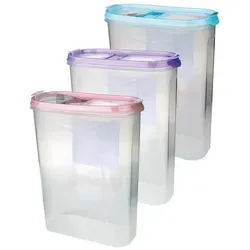 Bestlivings Vorratsdose Müslispender 1,4L - 4,5L, Kunststoff, (3-tlg., 2,8 Liter (7cm x 16,5cm x 24cm), Schüttdose für Lebensmittel, Vorratsbehälter Set - Frischhaltedosen bunt 2800 ml | 16.5 cm x 7 cm x 24 cm