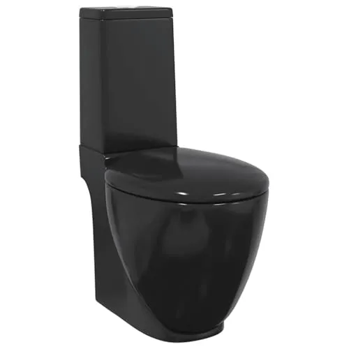 vidaXL WC Keramik Toilette mit Soft-Close-Mechanismus in schwarz von vidaXL