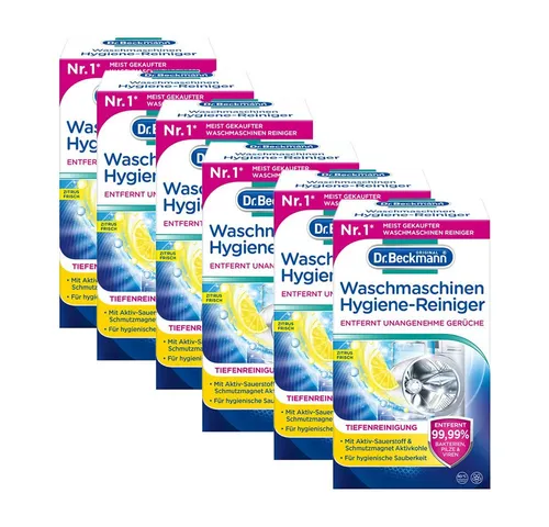 Dr. Beckmann Waschmaschinen Hygiene Reiniger 6 x 250g - Effektiver Waschmaschinenreiniger, entfernt zuverlässig unangenehme Gerüche und sorgt für eine hygienisch saubere Maschine. Ideal für regelmäßige Anwendung zur Erhaltung der Frische Ihrer Wäsche.
