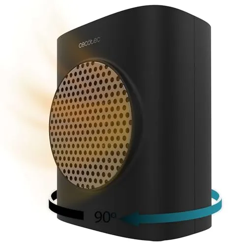 Cecotec Tisch-Keramikheizer ReadyWarm 1570 Max Ceramic Rotate Smart Black. 1500 W, Keramiktechnologie, Touchscreen, Einstellbarer Thermostat, 90º Oszillation, Timer, Automatische Abschaltung