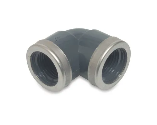 Profec - Winkel Verstärkt 90° Pvc-u Innengewinde X Innengewinde 1 1/2 (6/4) Zoll, 10 Bar, Grau