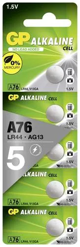 GP Knopfzelle LR 44 1.5V 5 St. 110 mAh Alkali-Mangan GP76ASTD597C5