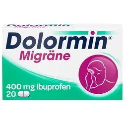 Dolormin Migräne 20 ST - Arzneimittel zur Linderung akuter Migräne-Kopfschmerzen, enthält Ibuprofen für schnelle Schmerzlinderung. Ideal für Erwachsene und Kinder ab 6 Jahren.