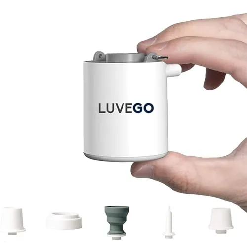 Luvego Luftpumpe luftmatratze - Mini Pump, Klein und Leistungsstark, Aufblasen- Vakuumsaugen und Laterne, Wiederaufladbar