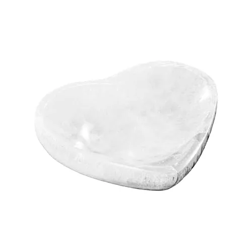 NKlaus Selenit Herz Schale 10 cm – Handgefertigte Energieschale zur Reinigung von Heilsteinen & Schmuck, Naturstein Dekoschale für Meditation, Reiki & Esoterik
