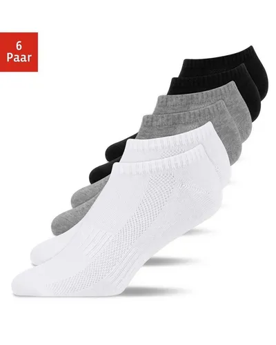 SNOCKS Sneakersocken für Herren & Damen (6-Paar) aus Bio-Baumwolle - Sneakersocken aus nachhaltiger Bio-Baumwolle mit innovativem Anti-Schweiß-Streifen für trockene Füße. Ideal für jeden Anlass, bequem und rutschfest.