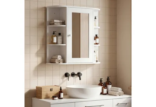 furnicato Badmöbel-Set Badezimmerschrank mit Spiegeltür 66B x T17 x 63H cm in, (1-St)