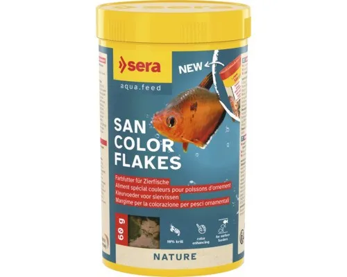 Fischfutter sera San Color Flakes 250 ml (60 g), Farbfutter