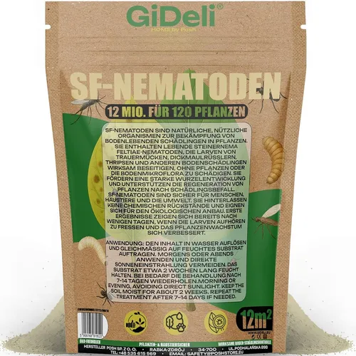 SF Nematoden 12 Mio gegen Trauermücken Thripse Wollläuse Ameisen 12m² Bio GiDeli