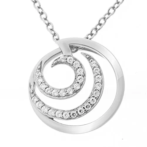 Orphelia Damen-Anhänger mit Kette 925 Silber rhodiniert Zirkonia weiß Brillantschliff - ZH-7084
