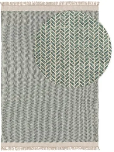 benuta Wollteppich Kim - Cozy grün, rechteckig 120x170 cm - Teppich für Wohnzimmer, Schlafzimmer & Flur, handgewebt aus Baumwolle und Wolle, pflegeleicht und ideal für ein gemütliches Zuhause.