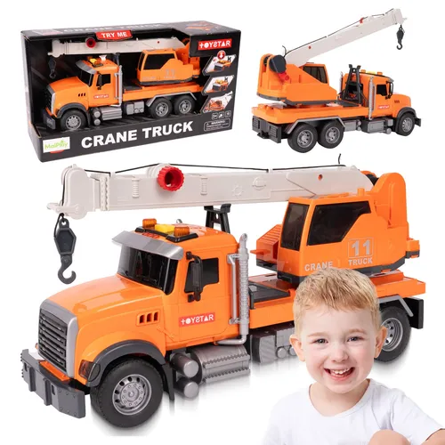 Malplay Baukran mit Auslegerwagen Schwenkarm Licht Sound ab 3 Jahren Geschenk