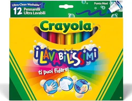 CRAYOLA I Ultra-Abwaschbar Filzstifte, Maxispitze, für Schule und Freizeit, 12 Farben, 12 Stück, 58-8329