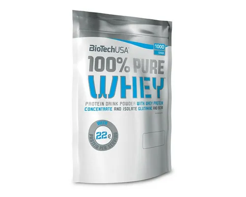 Biotech USA 100% Pure Whey 1000g Pulver - Whey Protein für Sportler, 78% Proteingehalt, unterstützt Muskelwachstum und Regeneration, glutenfrei und vielseitig einsetzbar.